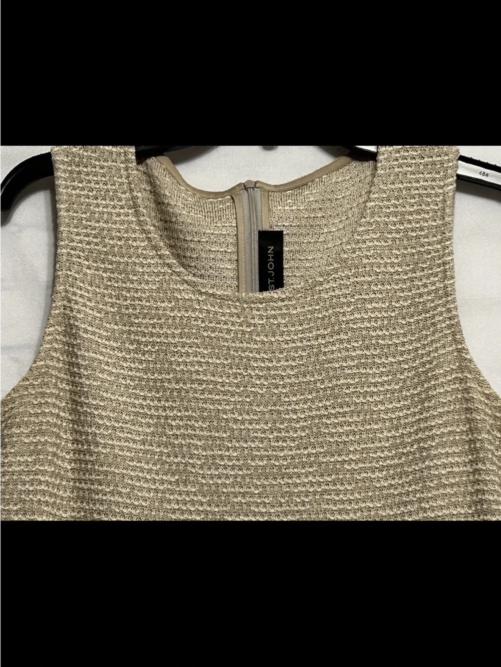 St. John Knits Textured Chunky Knit Sleeveless Sheath Dress in Cream sz 8_2